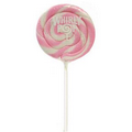Light Pink and White Whirly Pop with custom full color label